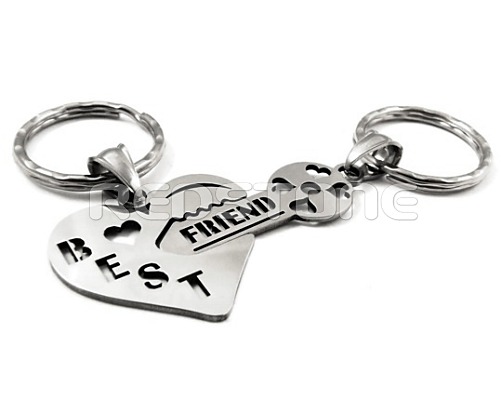 Oceľové kľúčenky BEST FRIEND - srdiečko a kľúčik